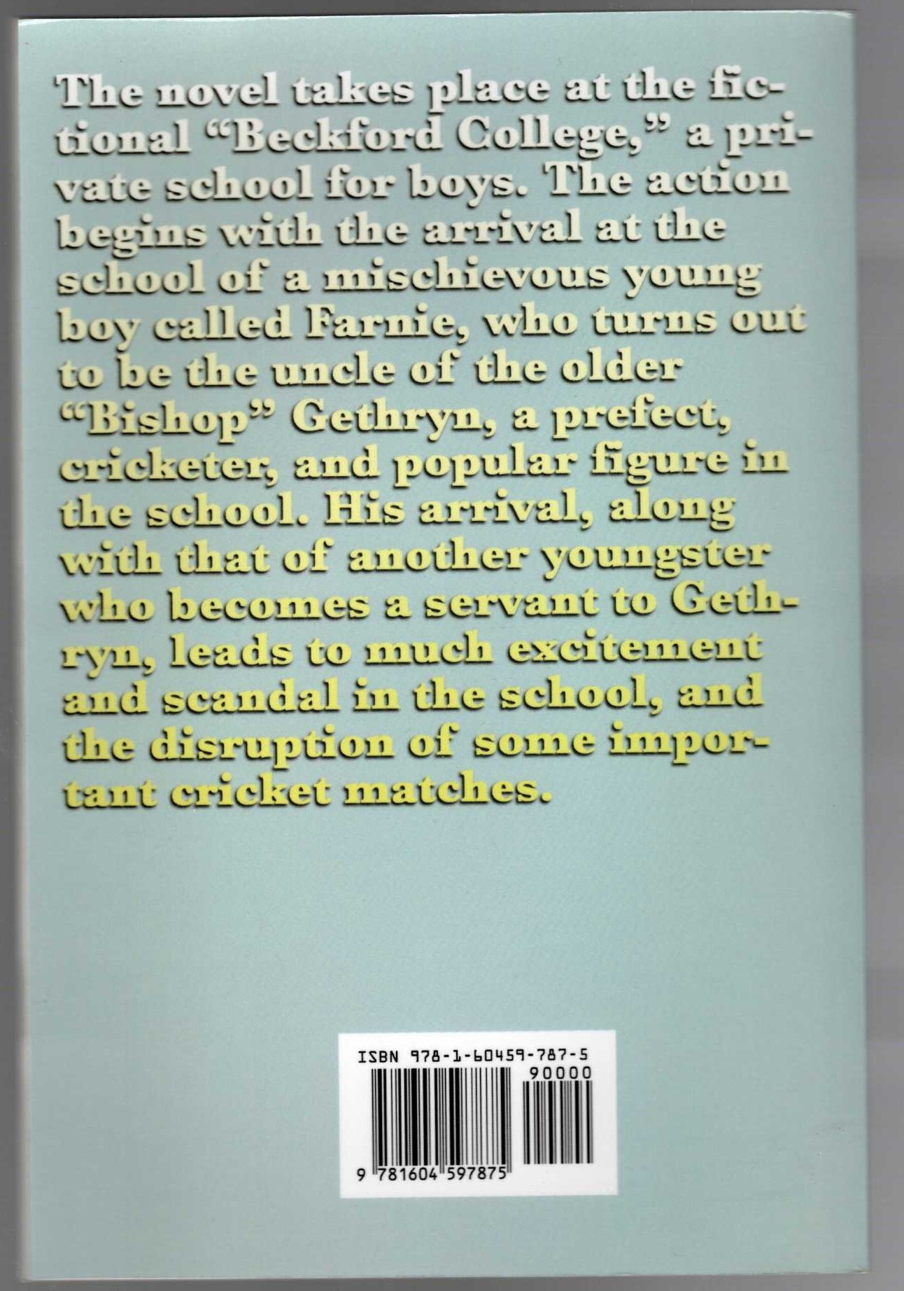 P.G. Wodehouse  A PREFECT'S UNCLE magnified rear book cover image