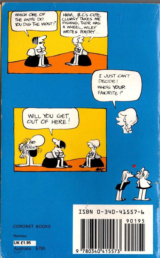Johnny Hart  B.C. OUT ONE EAR AND IN THE OTHER magnified rear book cover image