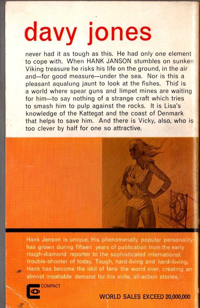 Hank Janson  THE DEVIL AND THE DEEP magnified rear book cover image