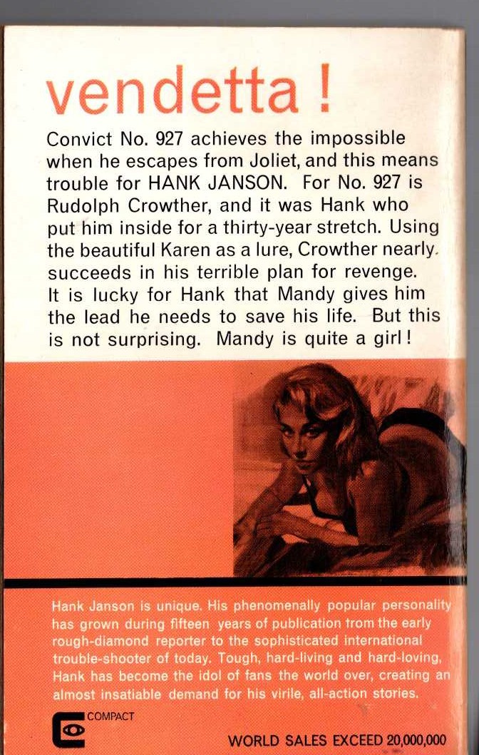 Hank Janson  LUST FOR VENGEANCE magnified rear book cover image