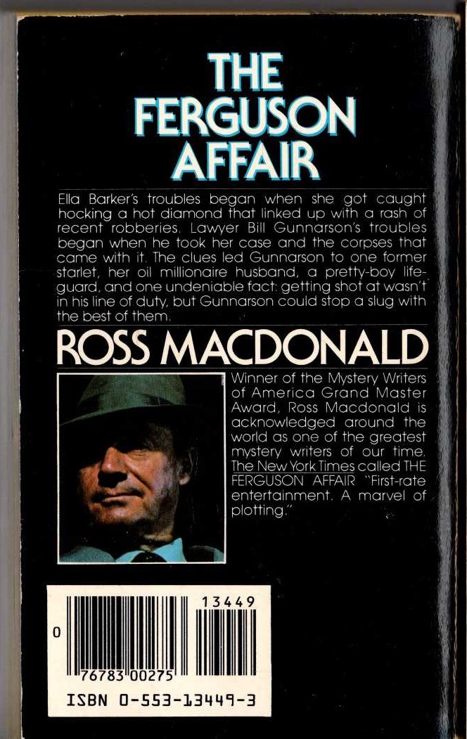 Ross Macdonald  THE FERGUSON AFFAIR magnified rear book cover image