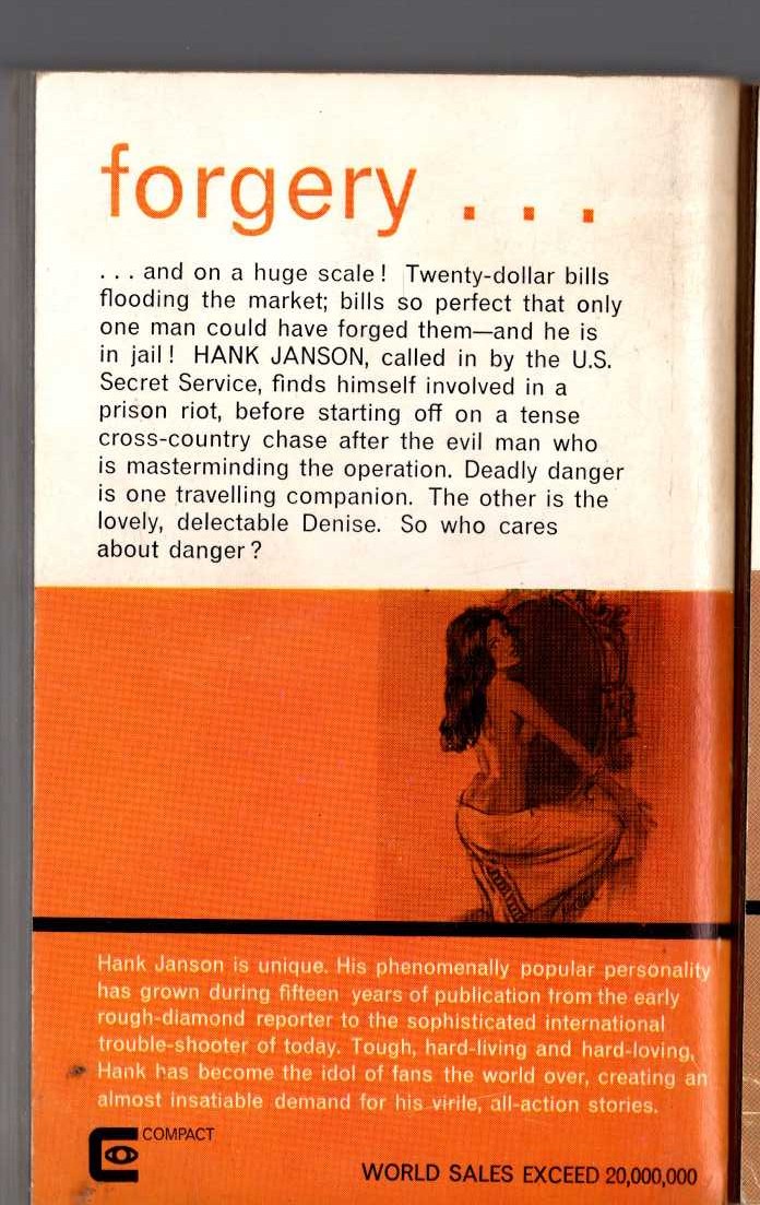 Hank Janson  COUNTER-FEAT magnified rear book cover image