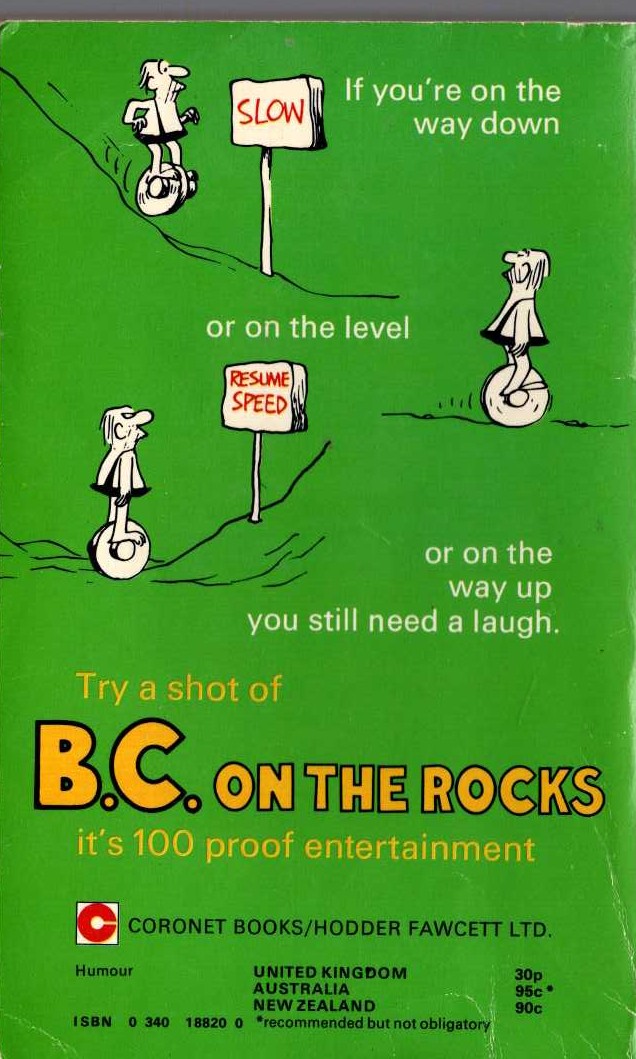 Johnny Hart  B.C. ON THE ROCKS magnified rear book cover image
