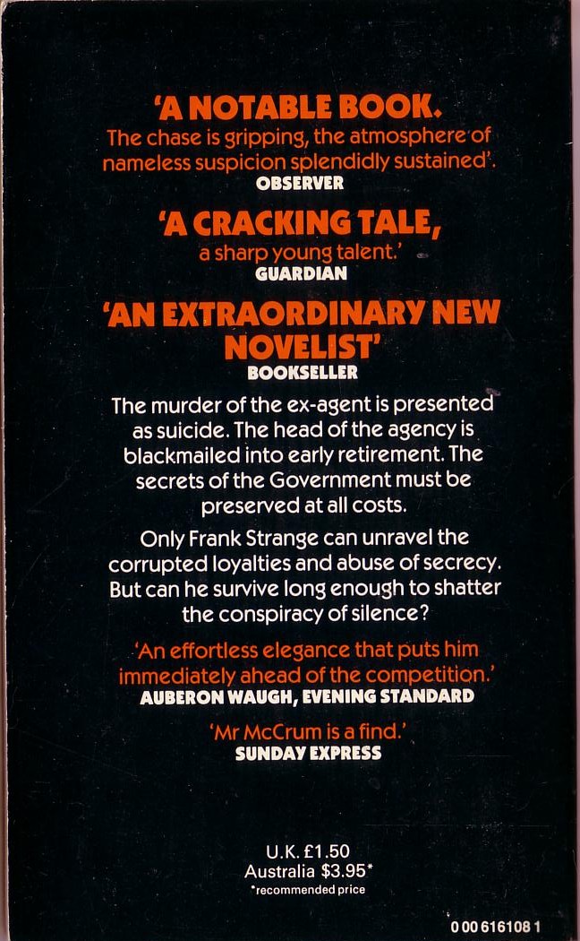 Robert McCrum  IN THE SECRET STATE magnified rear book cover image