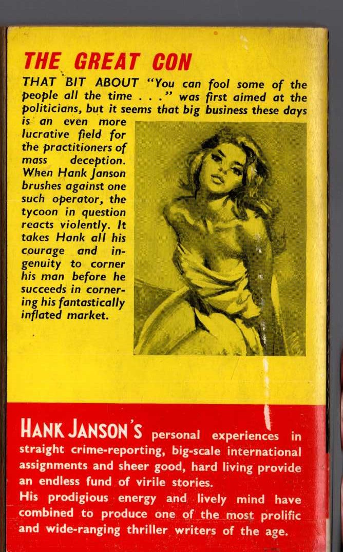 Hank Janson  DESIGN FOR DUPES magnified rear book cover image