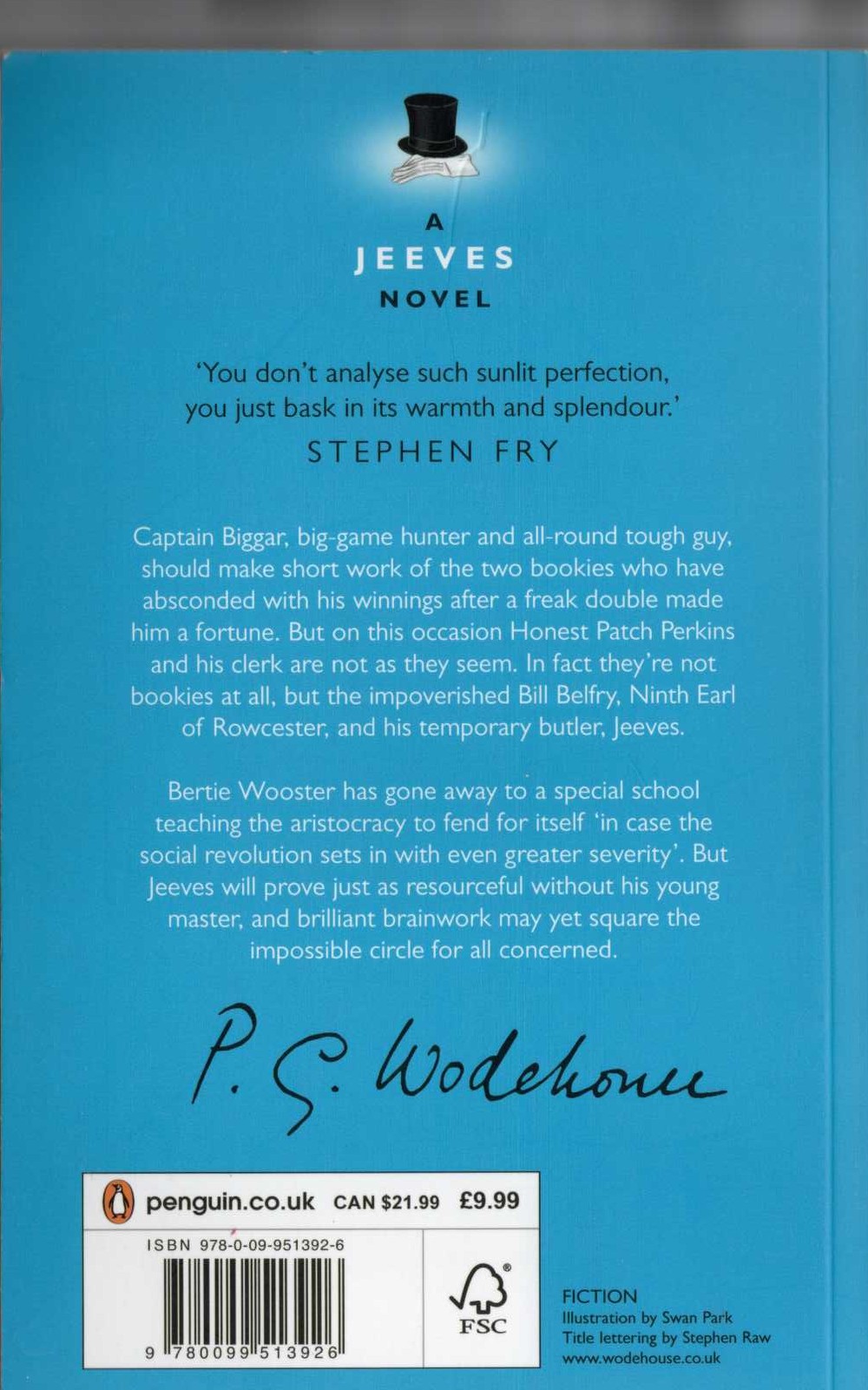 P.G. Wodehouse  RING FOR JEEVES magnified rear book cover image