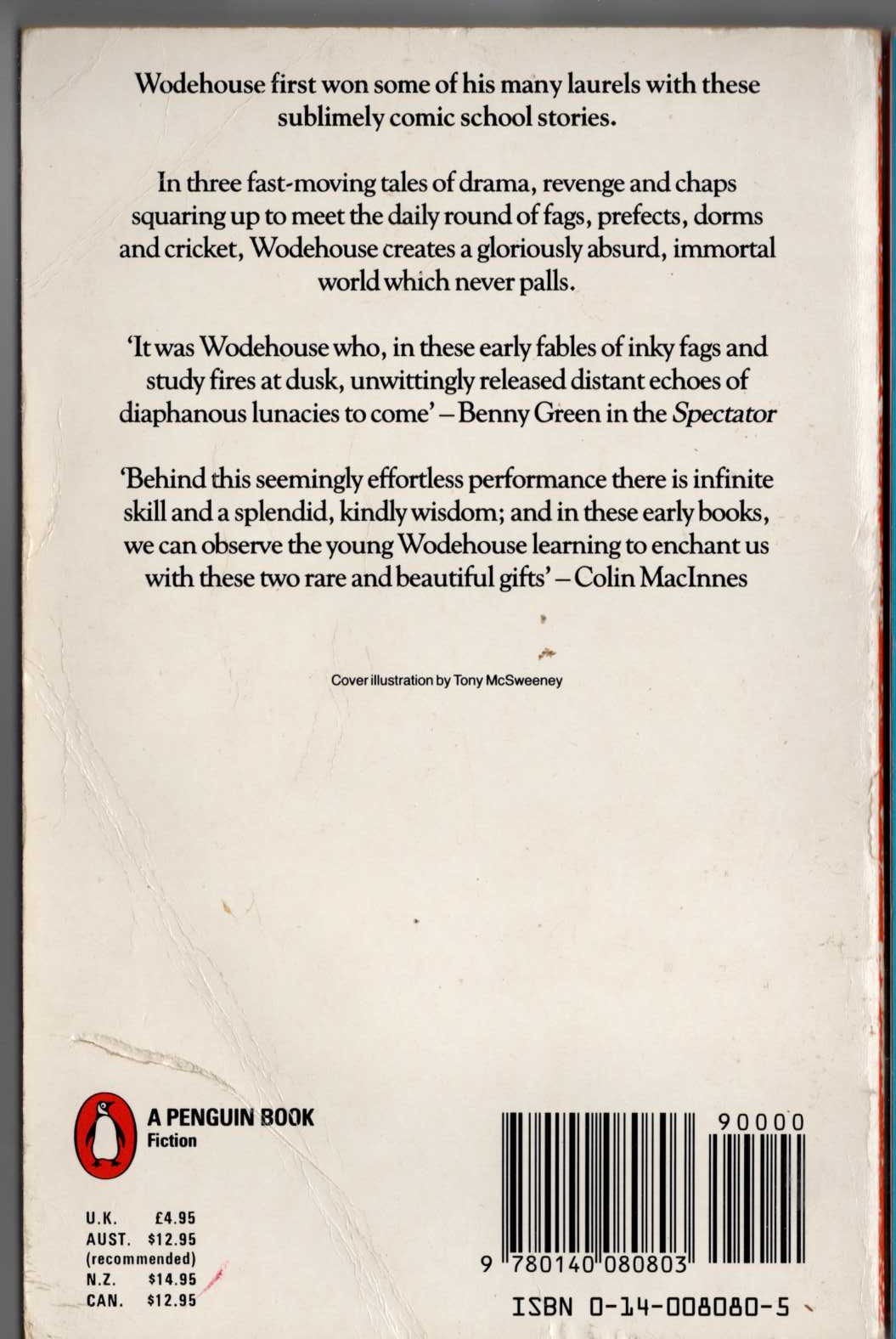 P.G. Wodehouse  THE GOLD BAT and Other School Stories magnified rear book cover image