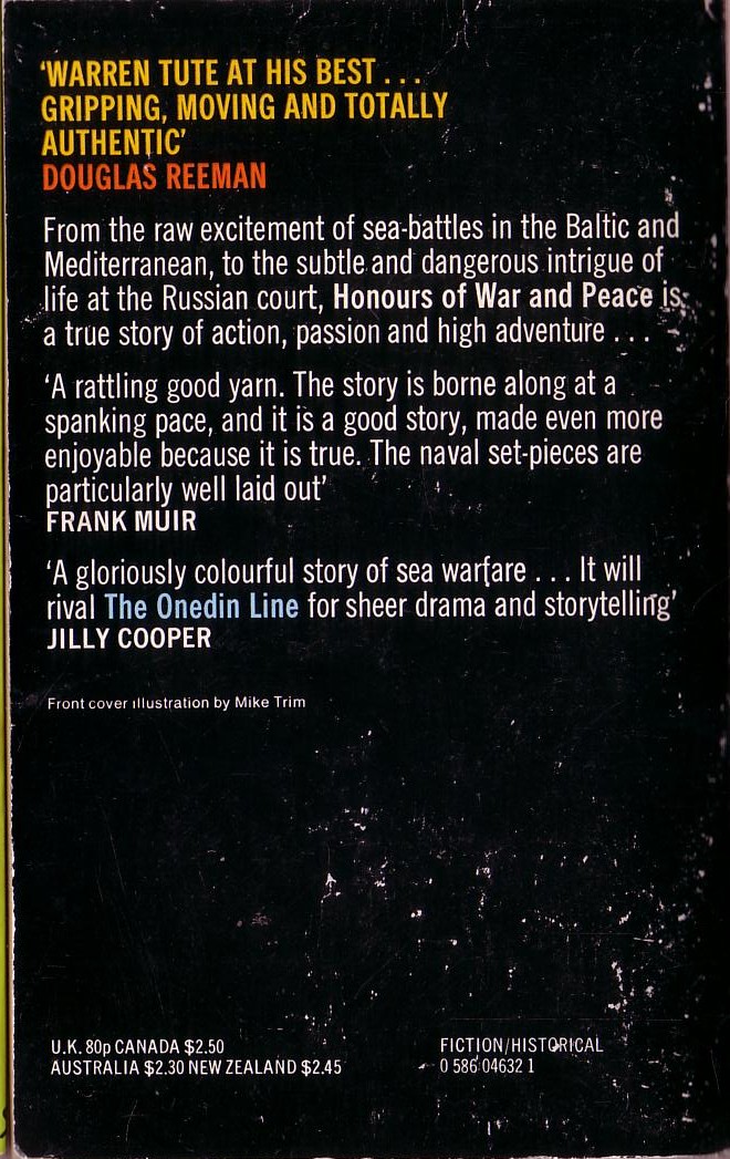 Warren Tute  HONOURS OF WAR AND PEACE magnified rear book cover image