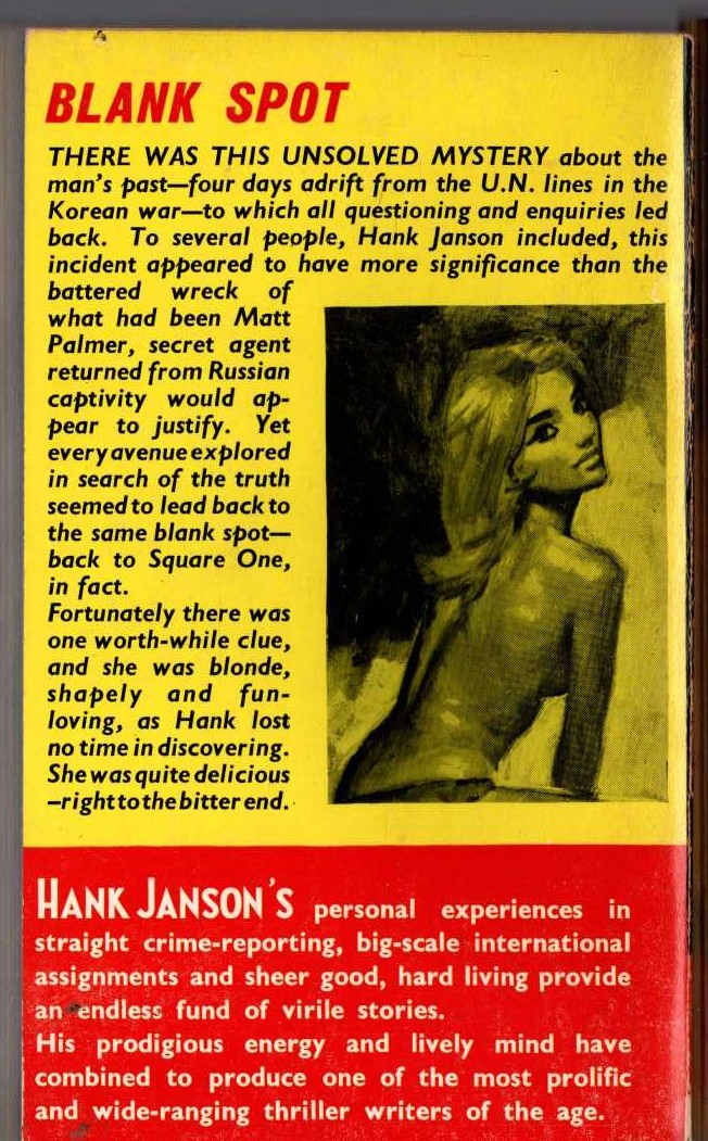 Hank Janson  SQUARE ONE [1] magnified rear book cover image
