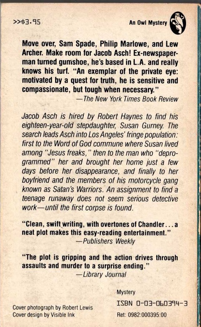 Arthur Lyons  ALL GOD'S CHILDREN magnified rear book cover image