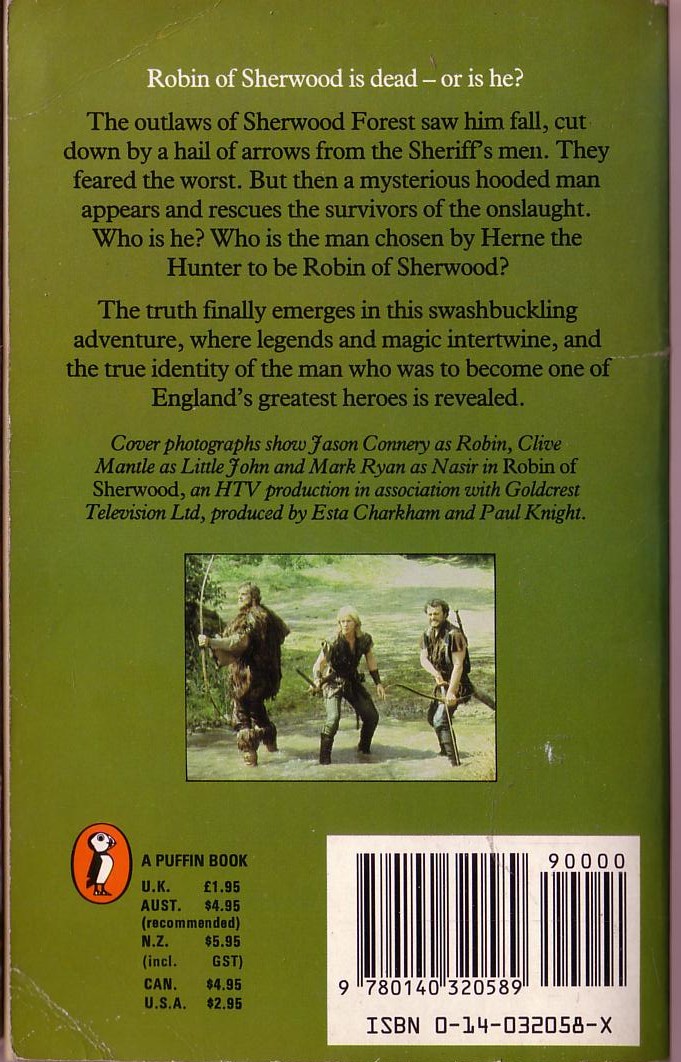 Anthony Horowitz  ROBIN OF SHERWOOD: THE HOODED MAN (Jason Connery) magnified rear book cover image