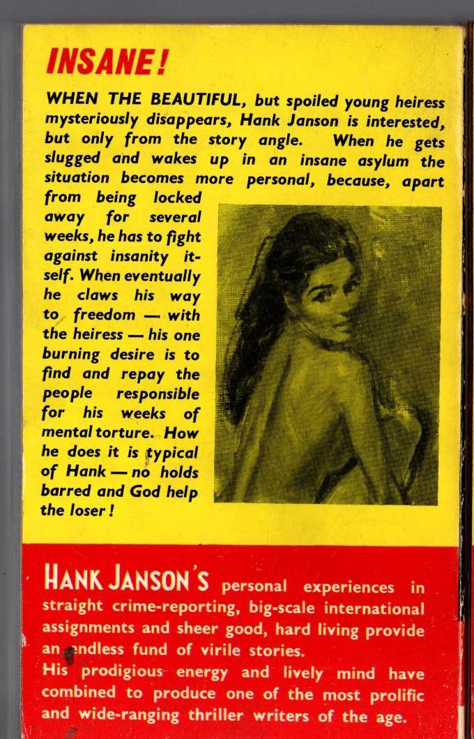 Hank Janson  A GIRL IN HAND magnified rear book cover image
