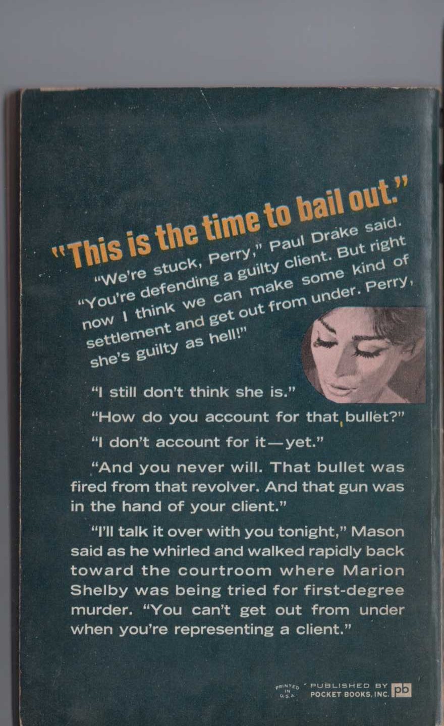 Erle Stanley Gardner  THE CASE OF THE HALF-WAKENED WIFE magnified rear book cover image