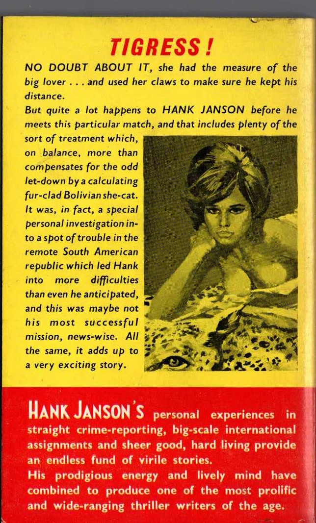 Hank Janson  TIGRESS magnified rear book cover image