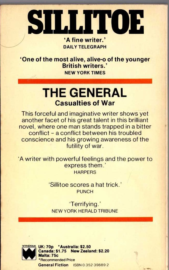 Alan Sillitoe  THE GENERAL front book cover image