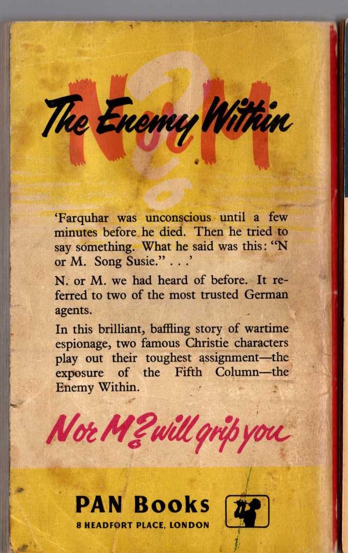 Agatha Christie  N-OR-M? magnified rear book cover image