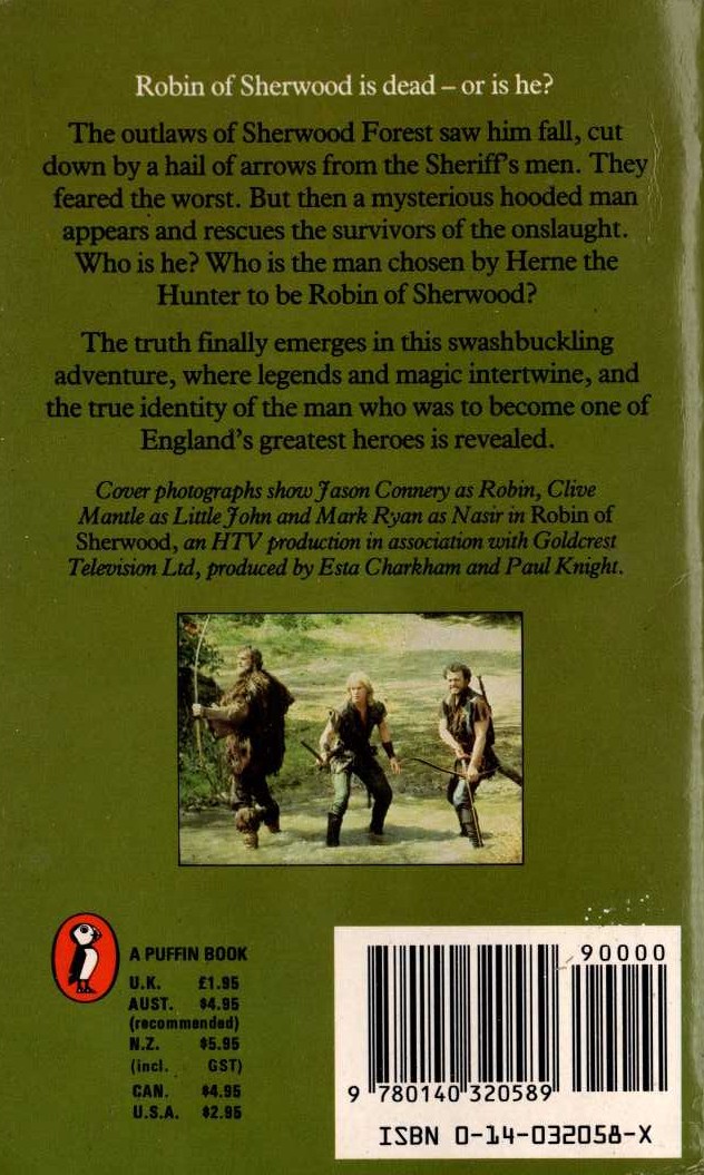 Anthony Horowitz  ROBIN OF SHERWOOD: THE HOODED MAN magnified rear book cover image