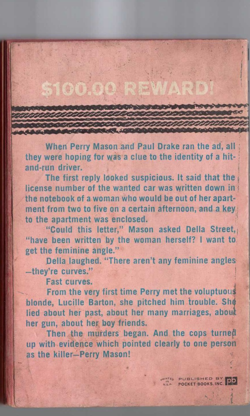 Erle Stanley Gardner  THE CASE OF THE CAUTIOUS COQUETTE magnified rear book cover image