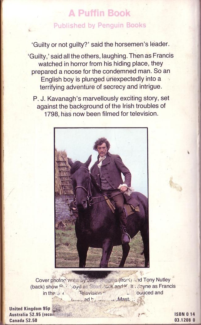P.J. Kavanagh  SCARF JACK (Southern Television) magnified rear book cover image