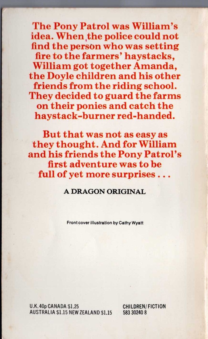 Christine Pullein-Thompson  PONY PATROL magnified rear book cover image
