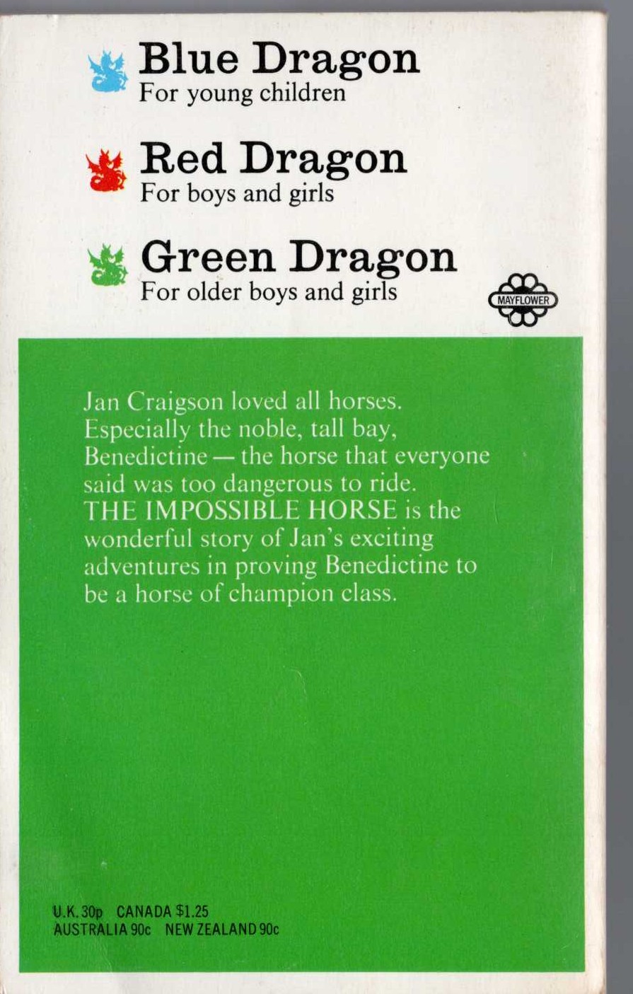 Christine Pullein-Thompson  THE IMPOSSIBLE HORSE magnified rear book cover image