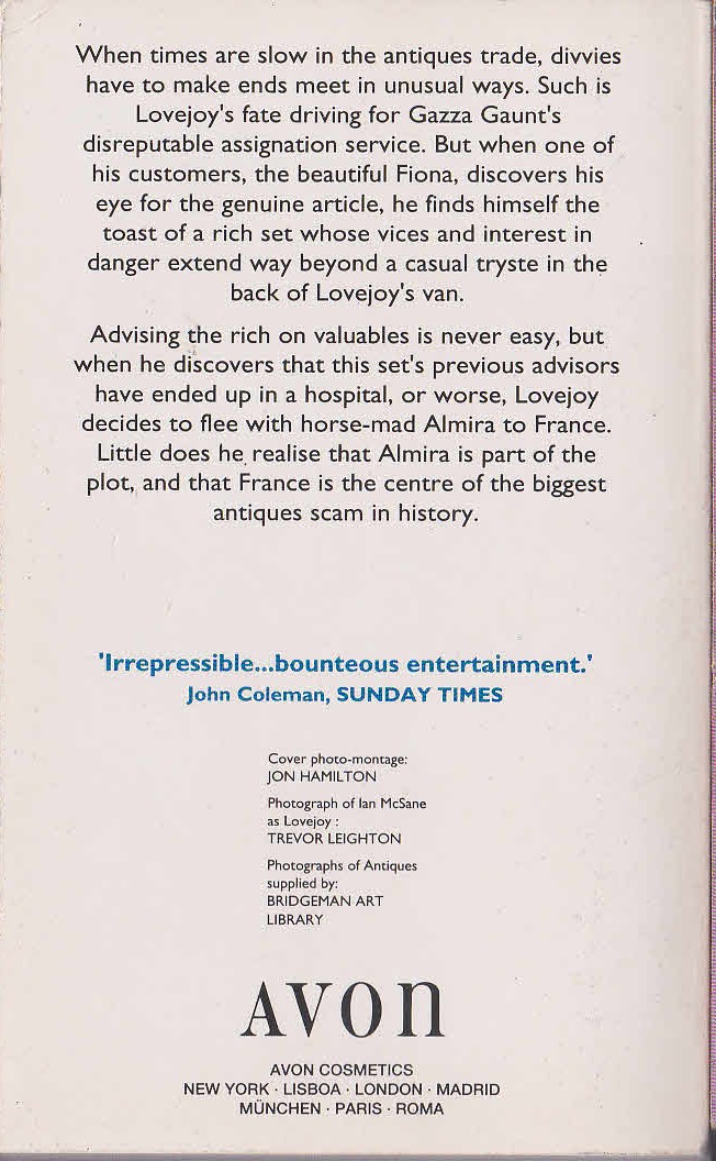 Jonathan Gash  PAID AND LOVING EYES magnified rear book cover image