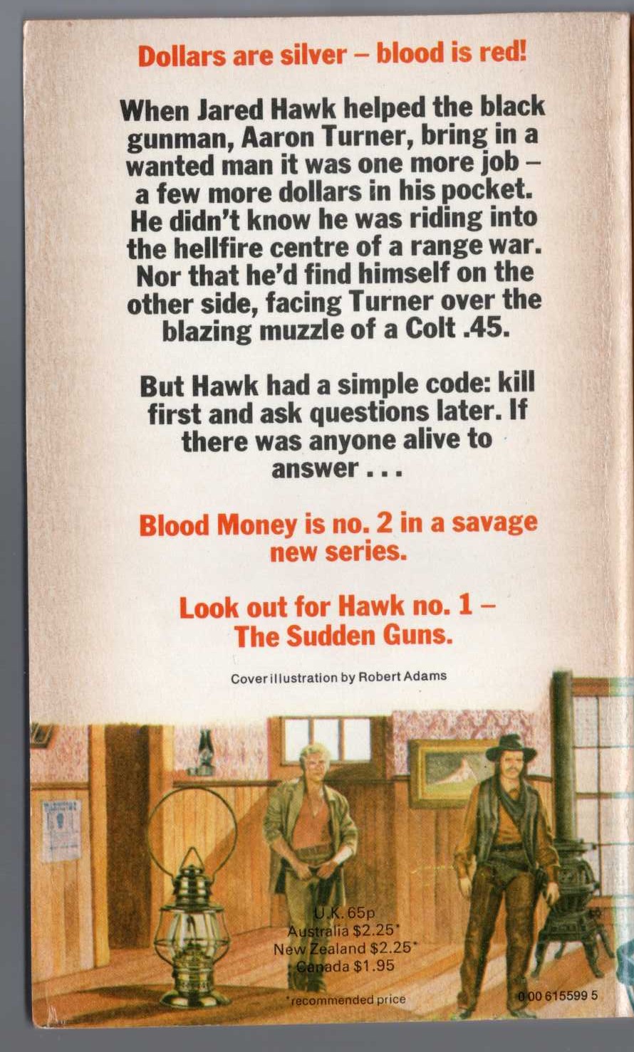 William S. Brady  HAWK 2: BLOOD MONEY magnified rear book cover image