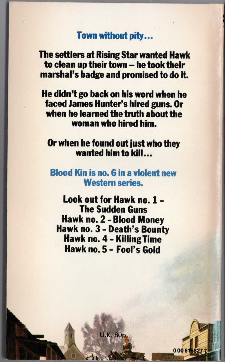William S. Brady  HAWK 6: BLOOD KIN magnified rear book cover image