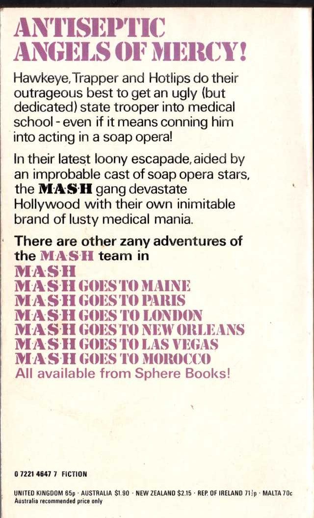 (Hooker, Richard & Butterworth, William E.) MASH GOES TO HOLLYWOOD magnified rear book cover image