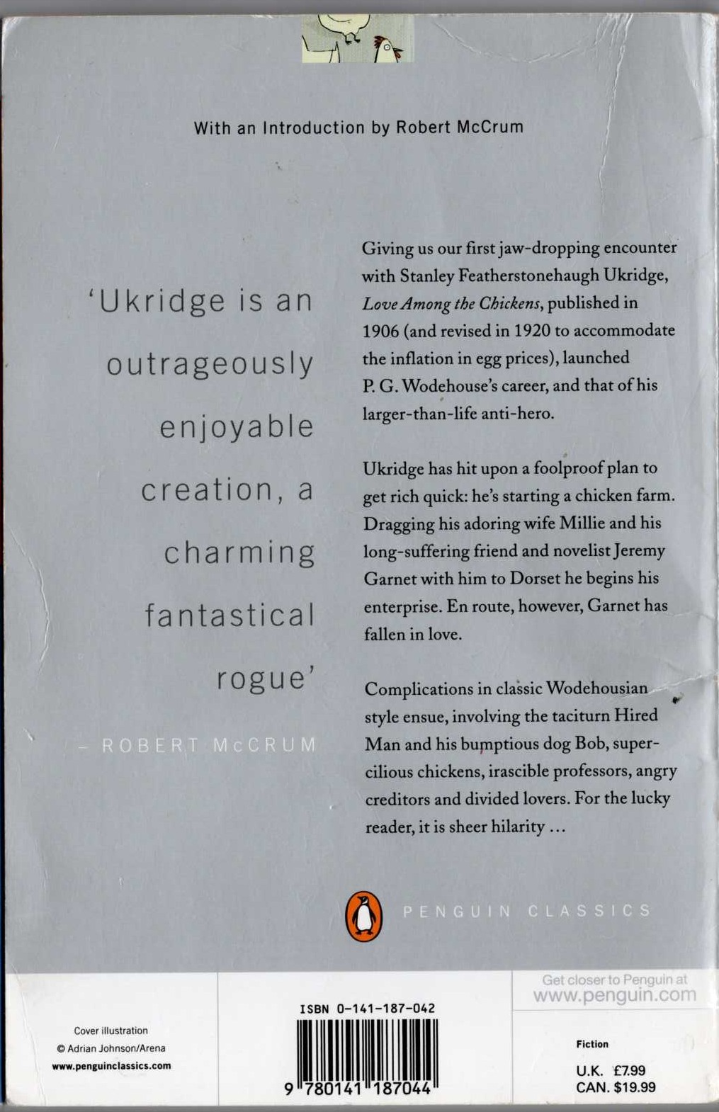P.G. Wodehouse  LOVE AMONG THE CHICKENS magnified rear book cover image