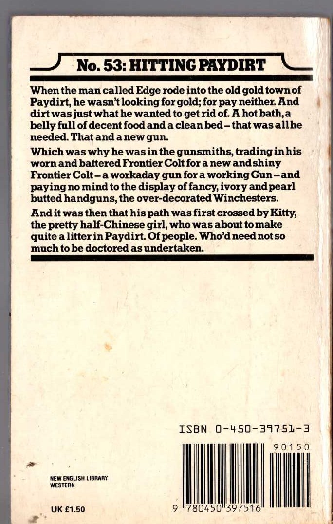 George G. Gilman  EDGE 53: HITTING PAYDIRT magnified rear book cover image