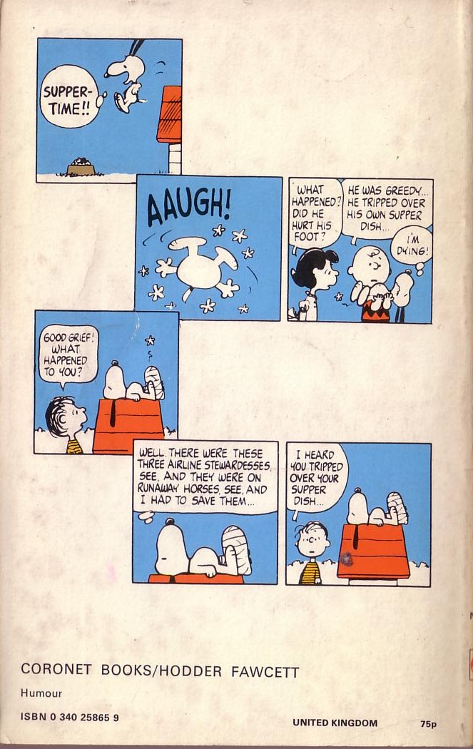 Charles M. Schulz  LET'S HEAR IT FOR DINNER, SNOOPY magnified rear book cover image