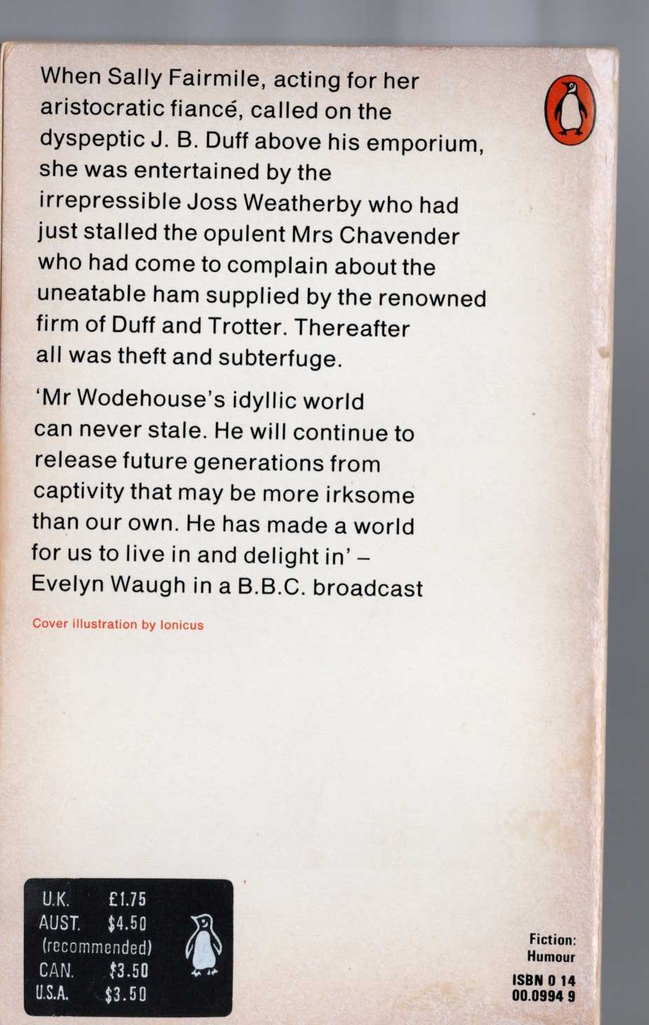 P.G. Wodehouse  QUICK SERVICE magnified rear book cover image