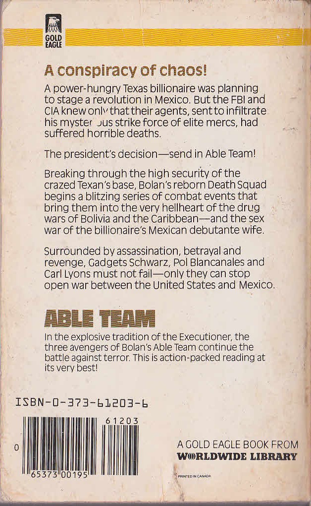 (Don Pendleton & Dick Stivers) ABLE TEAM 3: TEXAS SHOWDOWN magnified rear book cover image