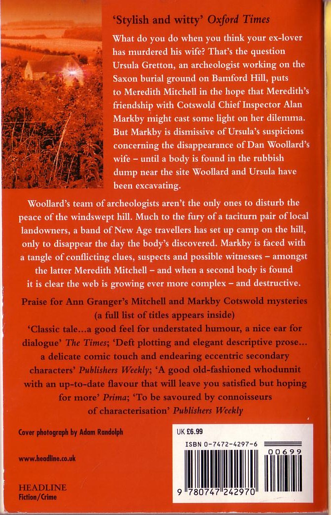 Ann Granger  WHERE OLD BONES LIE magnified rear book cover image