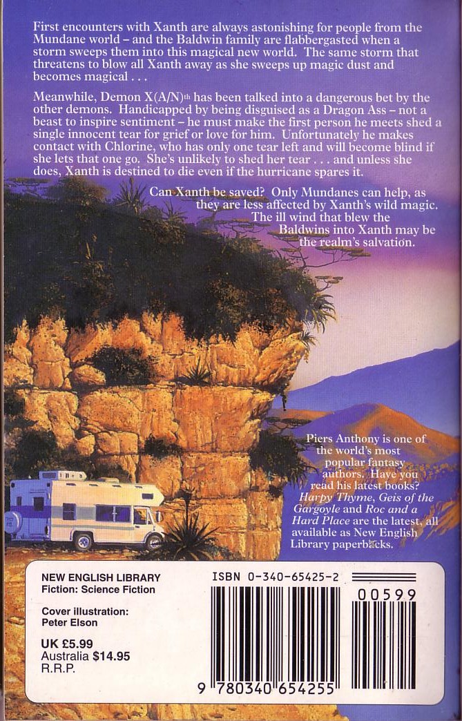 Piers Anthony  YON ILL WIND magnified rear book cover image