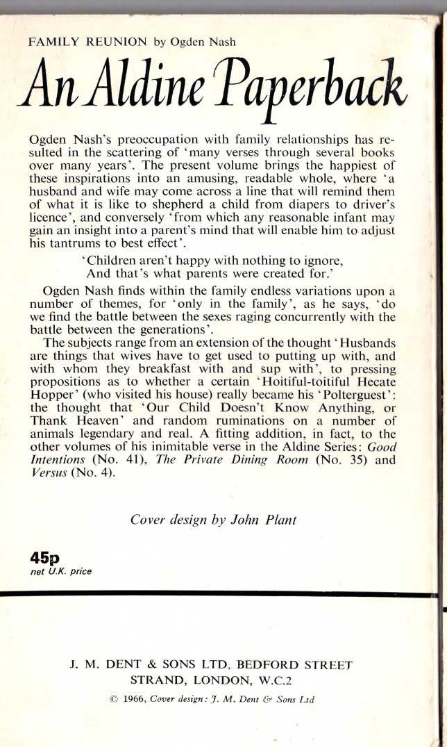 Ogden Nash  FAMILY REUNION magnified rear book cover image