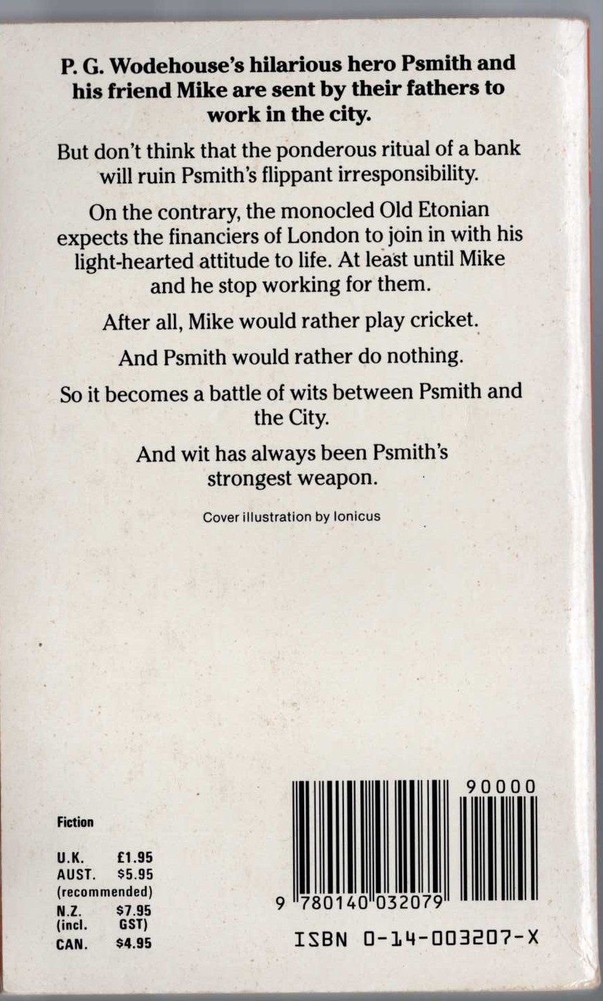 P.G. Wodehouse  PSMITH IN THE CITY magnified rear book cover image