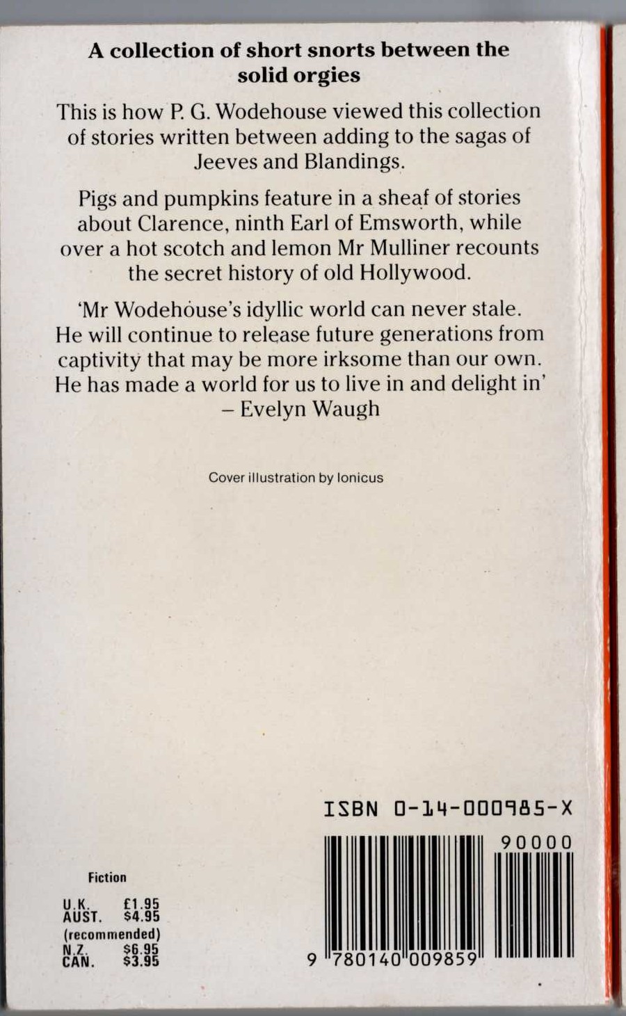 P.G. Wodehouse  BLANDINGS CASTLE magnified rear book cover image