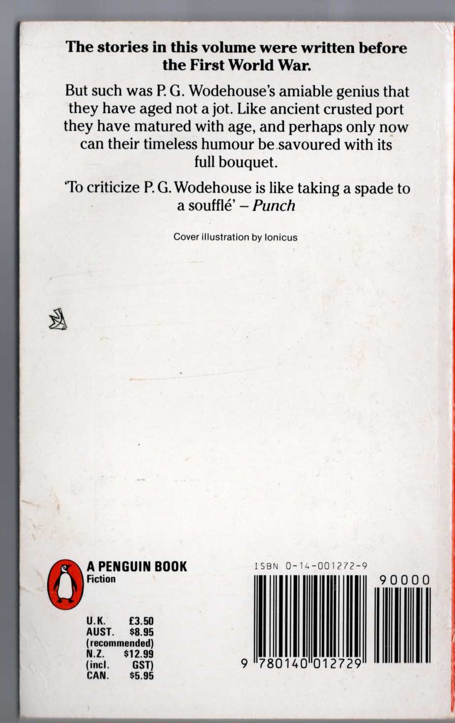 P.G. Wodehouse  THE MAN UPSTAIRS and other stories magnified rear book cover image