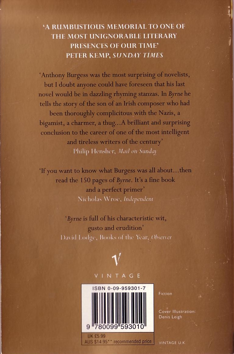 Anthony Burgess  BYRNE magnified rear book cover image