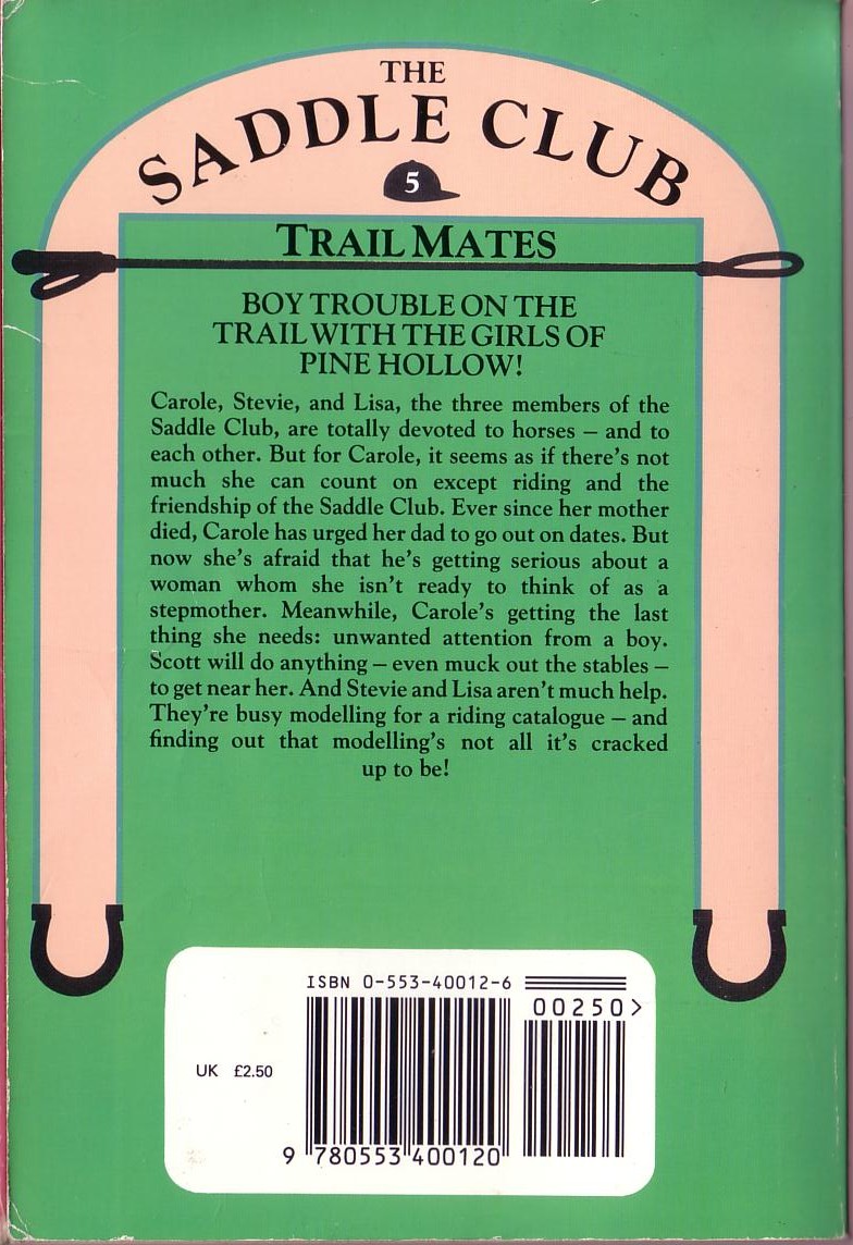 Bonnie Bryant  THE SADDLE CLUB 5: Trail Mates magnified rear book cover image