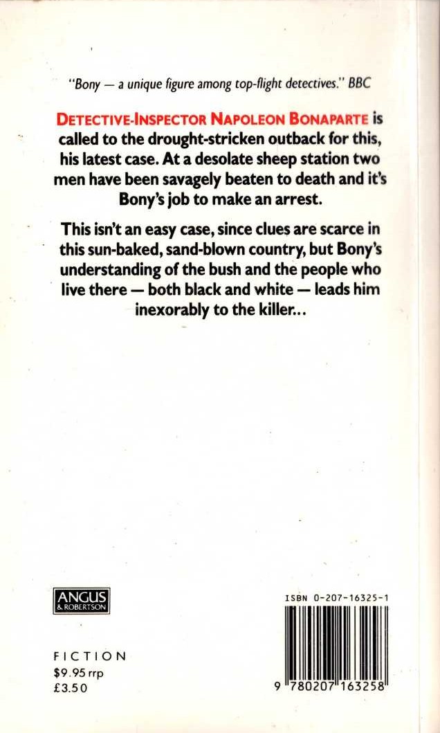 Arthur Upfield  BONY AND THE BLACK VIRGIN magnified rear book cover image