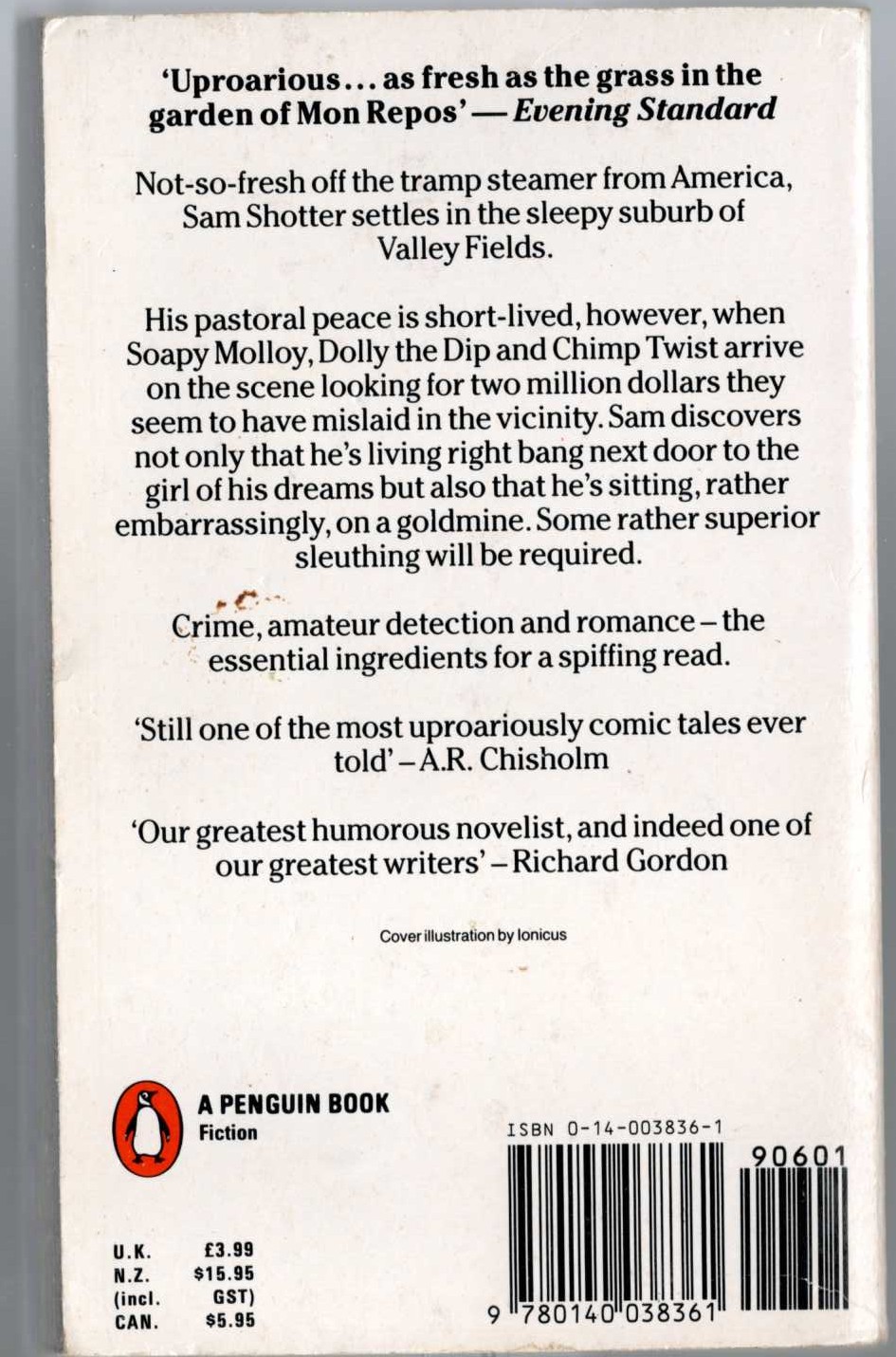 P.G. Wodehouse  SAM THE SUDDEN magnified rear book cover image