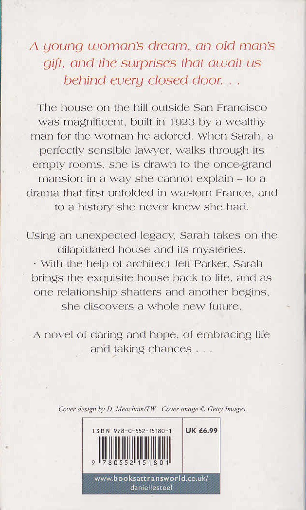 Danielle Steel  THE HOUSE magnified rear book cover image