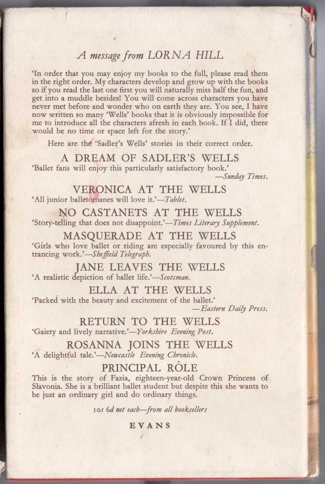 NO CASTANETS AT THE WELLS magnified rear book cover image