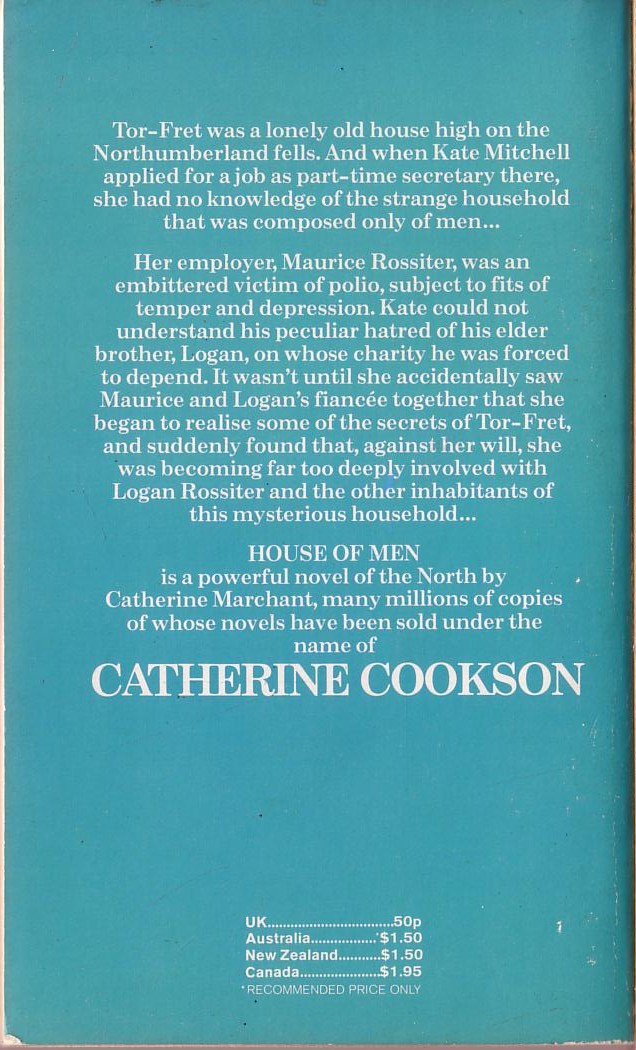 Catherine Marchant  HOUSE OF MEN magnified rear book cover image