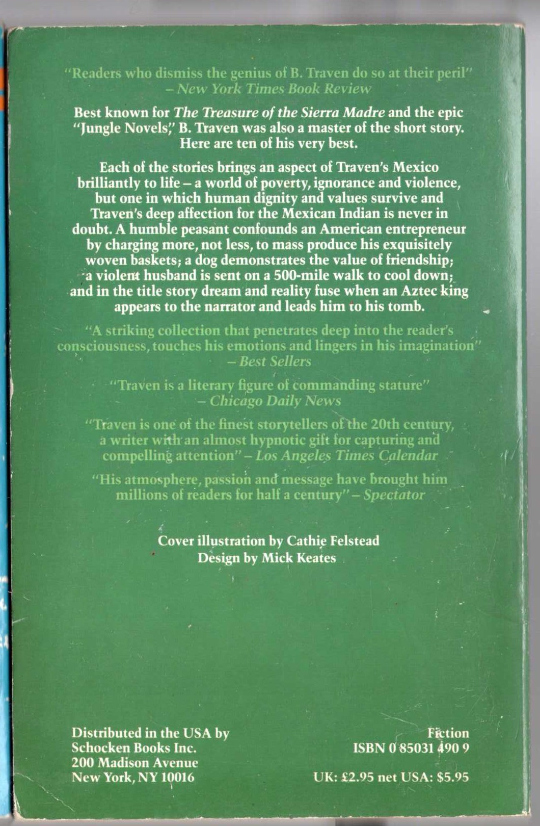 B. Traven  THE NIGHT VISITOR and Other Stories magnified rear book cover image