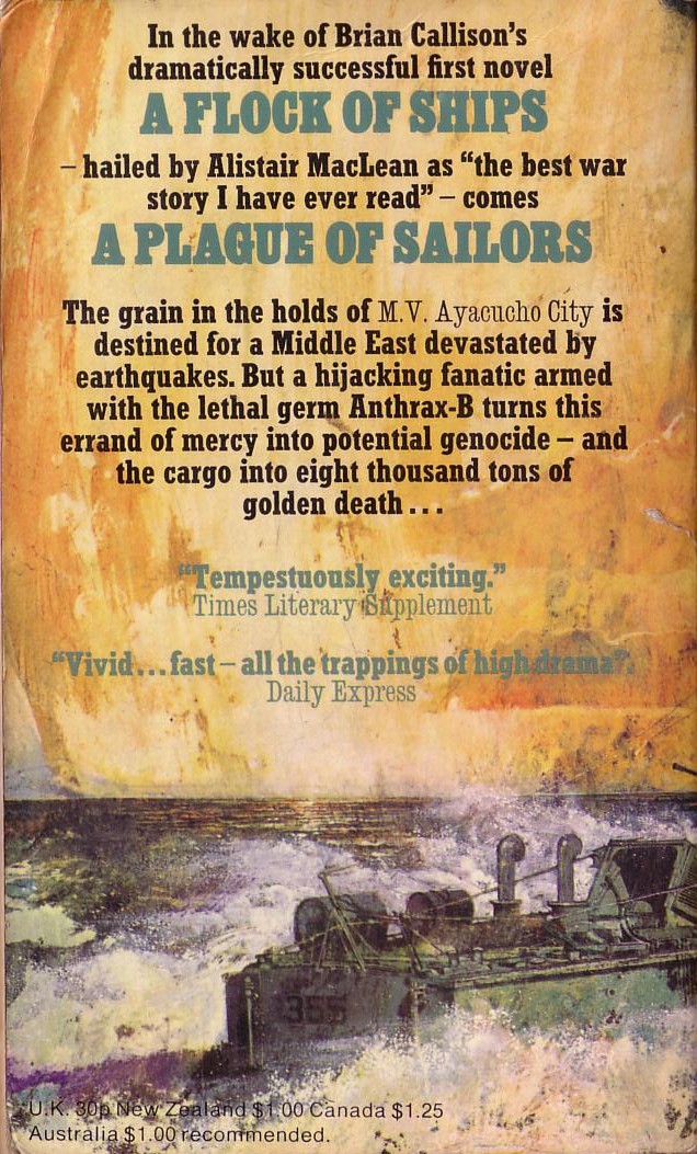 Brian Callison  A PLAGUE OF SAILORS magnified rear book cover image
