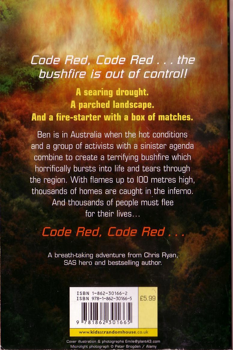 Chris Ryan  WILDFIRE magnified rear book cover image
